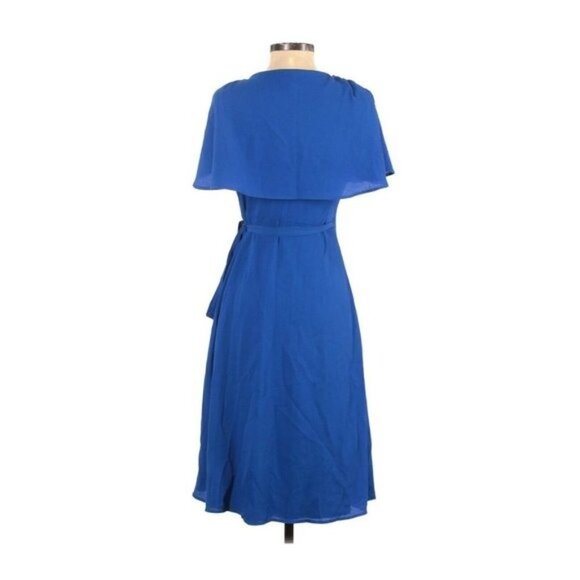 Spirit of Grace Blue Solid V Neck Wrap Dress - Picture 2 of 2